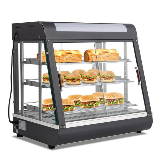 3 Tiers Commercial Food Warmer Display Countertop Pizza Heated Show Case w/Bulb