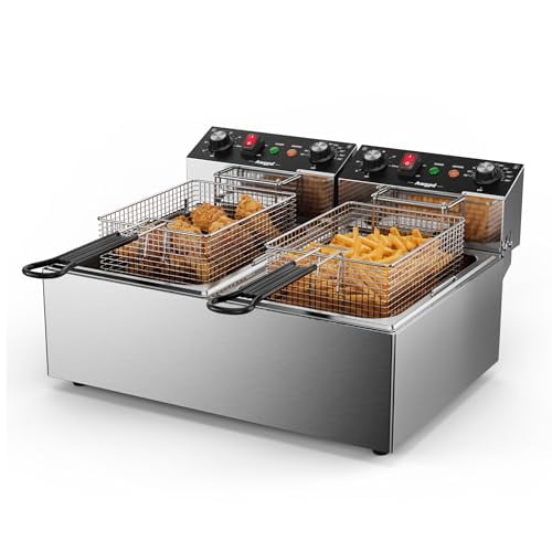 3400W Stainless Steel Commercial Deep Fryer with Timer and Large Capacity