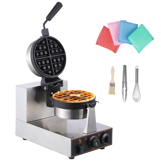 360° Rotating Electric Waffle Making Machine | 50-250? Non-Stick Flip Waffle Iron Waffle Maker Time Control Temperature Adjustable, 110V 1200W