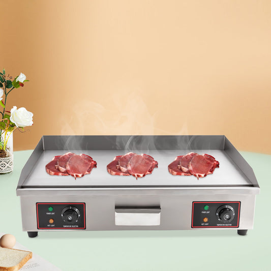 3KW Commercial Electric Countertop Griddle Flat Top Grill Hot Plate BBQ 73x40cm for Snack Stores, Canteens