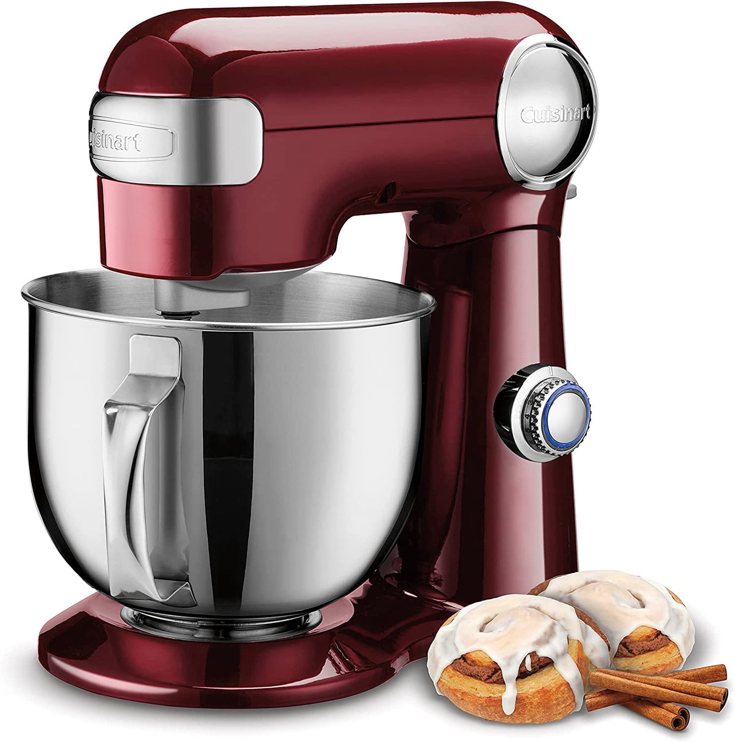 Restored Cuisinart Stand Mixer 12 Speed 5.5 Quart Stainless Steel Bowl Chef’s Whisk Mixing Paddle Dough Hook Splash Guard w/ Pour Spout – SM-50PNFR PINOT NOIR (Refurbished)