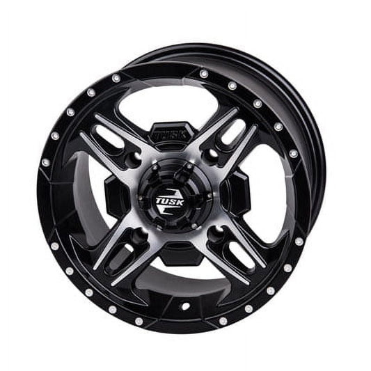 4/110 Beartooth Wheel 12x7 5.0 + 2.0 Machined/Black for Yamaha GRIZZLY 450 4x4 2007-2014
