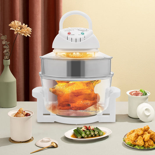 "4.5gal Air Fryer Oven Combo - Turbo Convection & Halogen Heating | Oil-Free Cooking with Temp Control (32°F-482°F) | Includes Grill Plates"