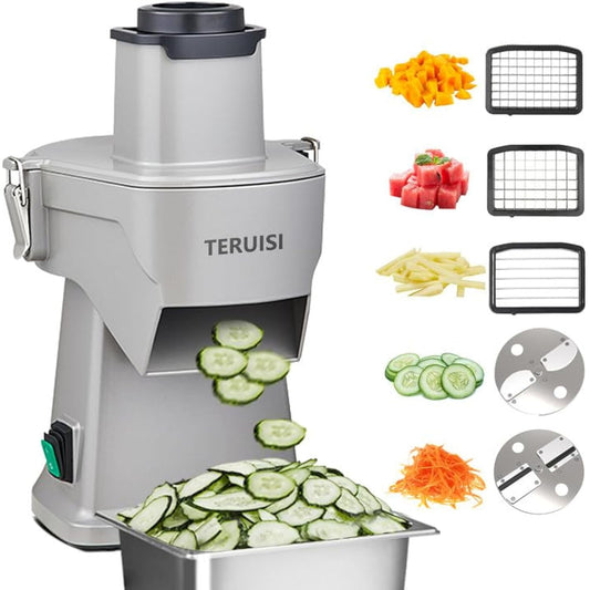 4-In-1 Electric Vegetable Chopper with Slicing Shredding Dicing and Striping Function