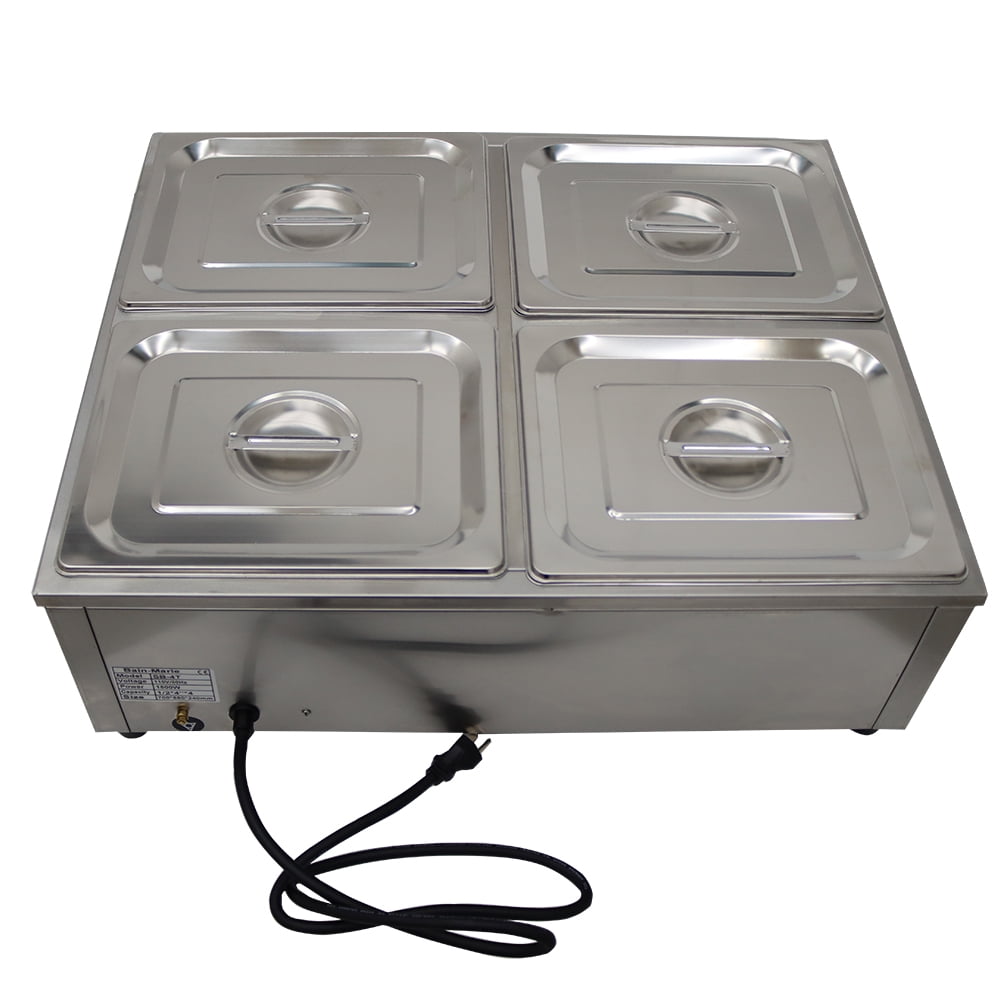 4 Pan Electric Food Soup Warmer Commercial Buffet Food Warmer Restaurant Canteen Food Heater Double Rows 110V