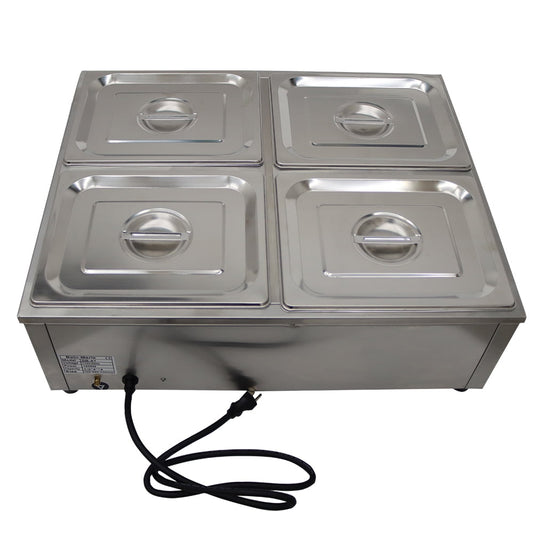 4 Pan Electric Food Soup Warmer Commercial Buffet Food Warmer Restaurant Canteen Food Heater Double Rows 110V