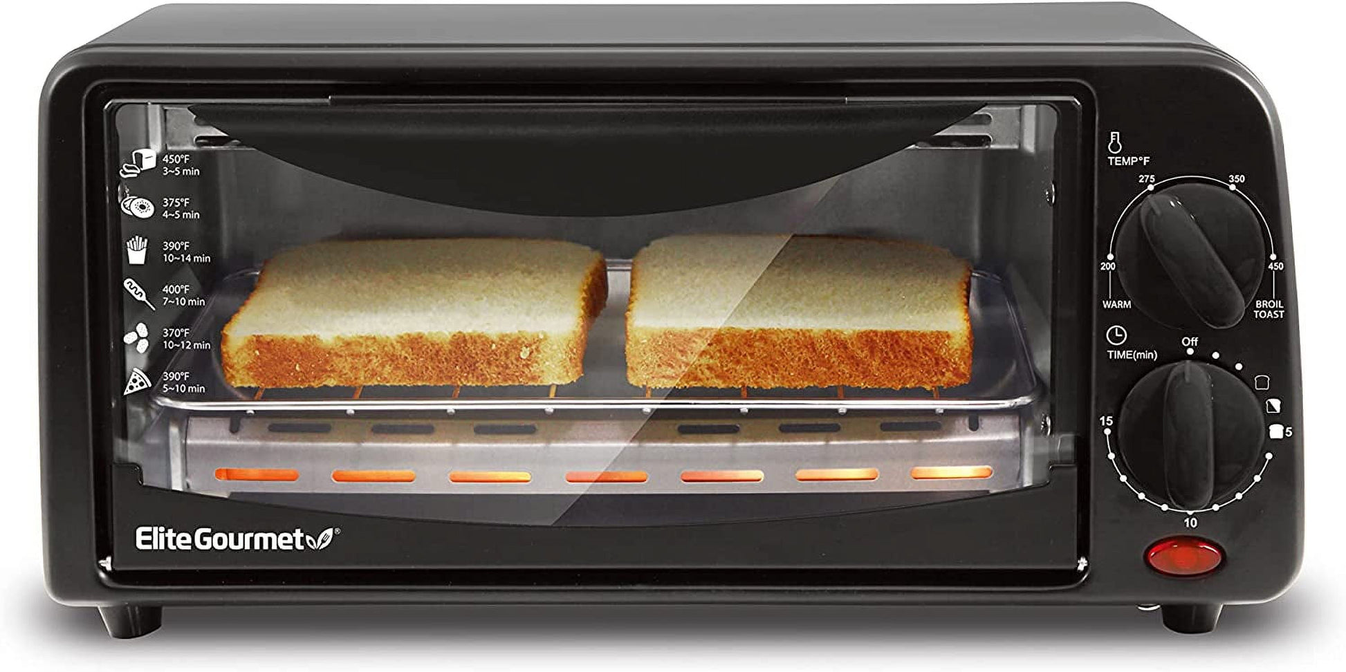 ETO236 Personal Compact 2 Slice Countertop Toaster Oven with 15 Minute Timer & Adjustable Temperature, Bake, Broil, & Toast, Black