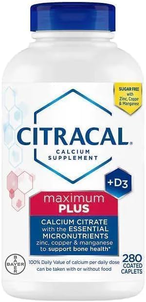 Citracals Maximum Plus Calcium Citrate + D3, 280 Caplets, Value Pack