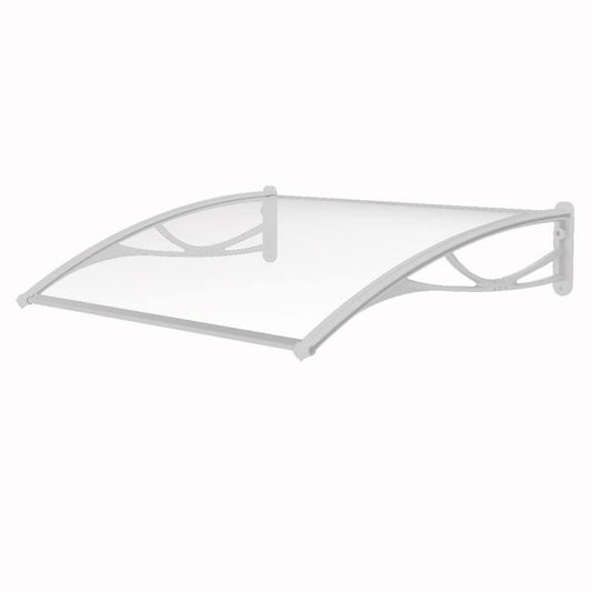Advaning 47-Inches Wide x 31.5-Inches Projection x 11-Inches Height Crystal Clear with White Frame Solid Fixed Window/Door Awning