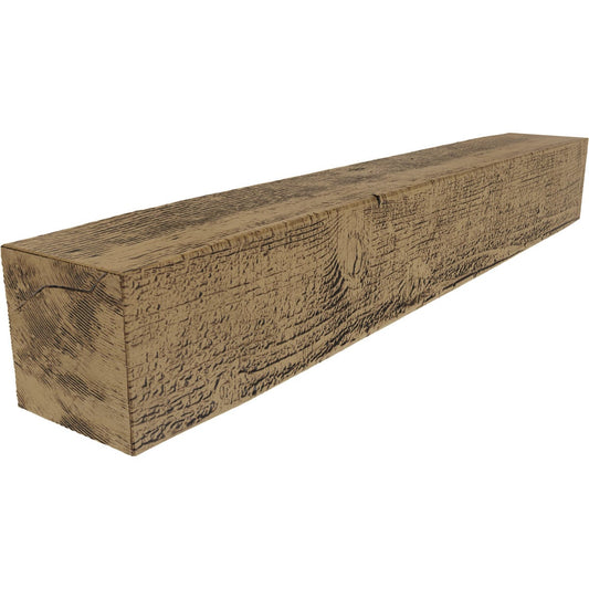Ekena Millwork 72-in W x 8-in H x 12-in D Natural Golden Oak Hollow Urethane Rustic Fireplace Mantel MANURS08X12X72NG