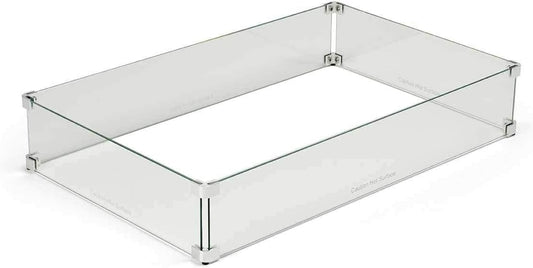 HPC Fire Rectangle Fire Pit Glass Wind Guard (WG31X19-RECT), 31x19-Inch