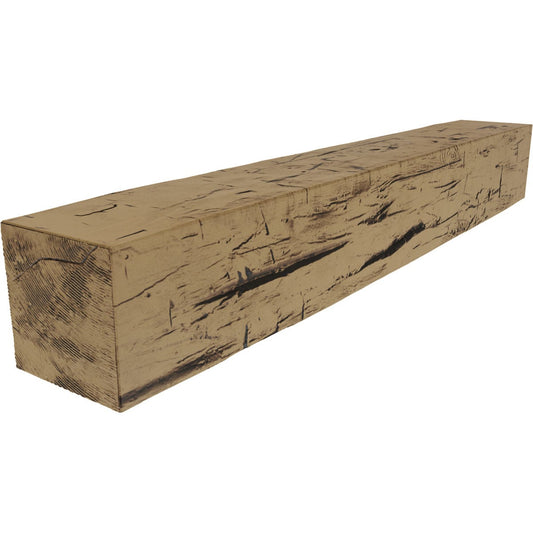 Ekena Millwork 72-in W x 4-in H x 8-in D Natural Golden Oak Hollow Urethane Rustic Fireplace Mantel MANUHH04X08X72NG
