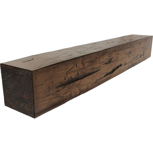Ekena Millwork 60-in W x 6-in H x 10-in D Premium Aged Hollow Urethane Rustic Fireplace Mantel MANUHH06X10X60ZD