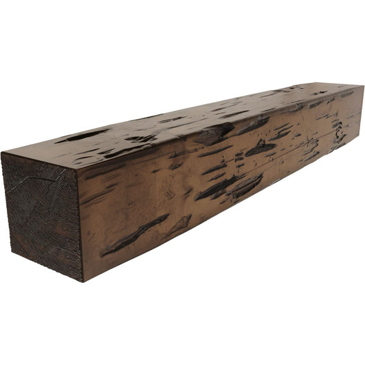 Ekena Millwork 36-in W x 8-in H x 12-in D Premium Aged Hollow Urethane Rustic Fireplace Mantel MANUPC08X12X36ZD