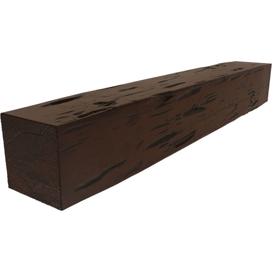 Ekena Millwork 84-in W x 6-in H x 6-in D Premium Hickory Hollow Urethane Rustic Fireplace Mantel MANUPC06X06X84ZH