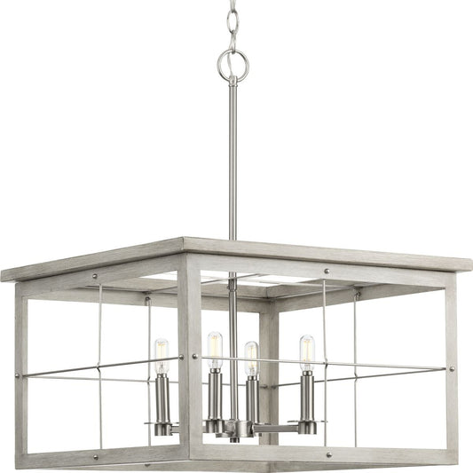 Progress Lighting Hedgerow 4 -Light Brushed Nickel Coastal For Use in Bedrooms, Dining Rooms, Foyers, Kitchens, Living Rooms Chandelier 3654559