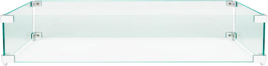 Fire Pit Glass Wind Guard for Rectangular Fire Pit Table, 29 x 13 Inch Tempered Glass Panel with Hard Aluminum Corner Bracket & Rubber Feet, Thick Firepit Accessory Shield