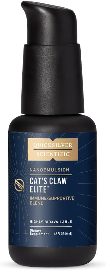 Quicksilver Scientific Nanoemulsified Cat's Claw - Liquid Immune Support Supplement with Uncaria tomentosa, 1000 IU Vitamin D + Monolaurin - Vegan + Superior Liposomal Absorption (1.7oz / 50ml)