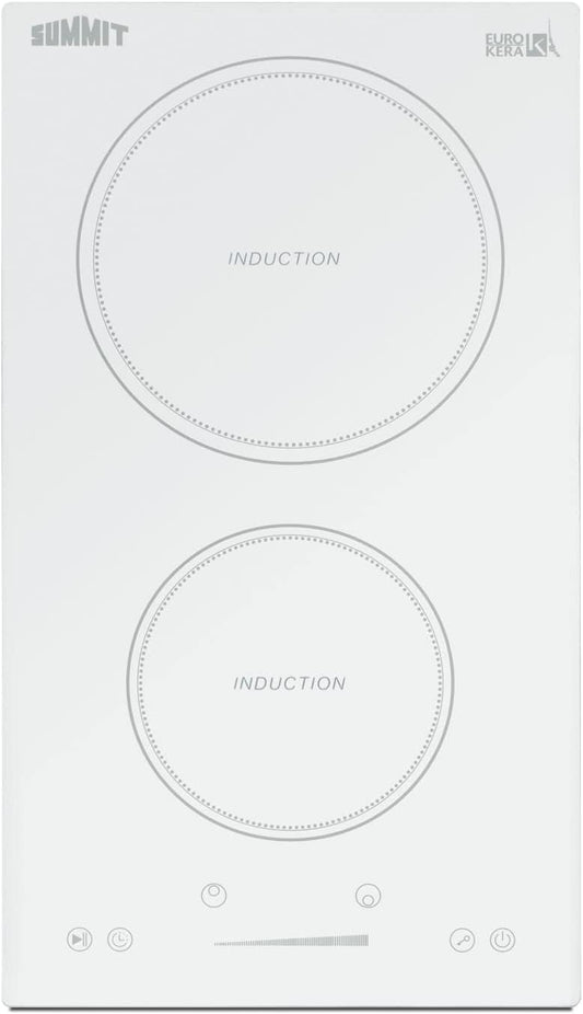 Summit 12" 2 zone Electric Cooktop. 208-240V Induction Cooktop, ADA Compliant, White- SINC2B231W