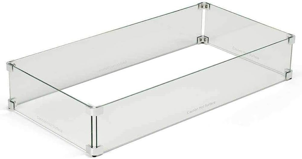 HPC Fire Rectangle Fire Pit Glass Wind Guard (WG31X15-L), 31x15-Inch