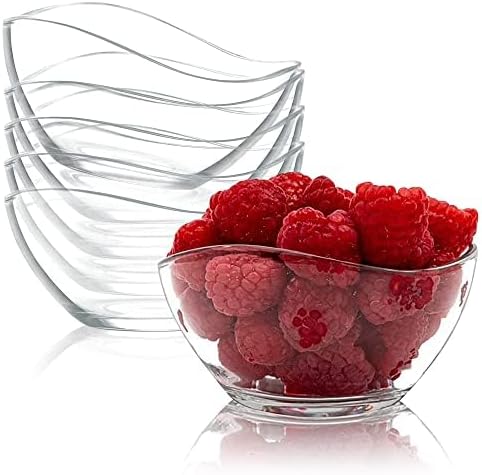Vikko Dessert Bowls, Set of 6 Small Glass Bowls, 10 Ounce Ice Cream Bowl, Small Candy or Snack Bowls, Small Salad Bowl, Kitchen Prep Bowl, Microwave Safe, Dishwasher Safe