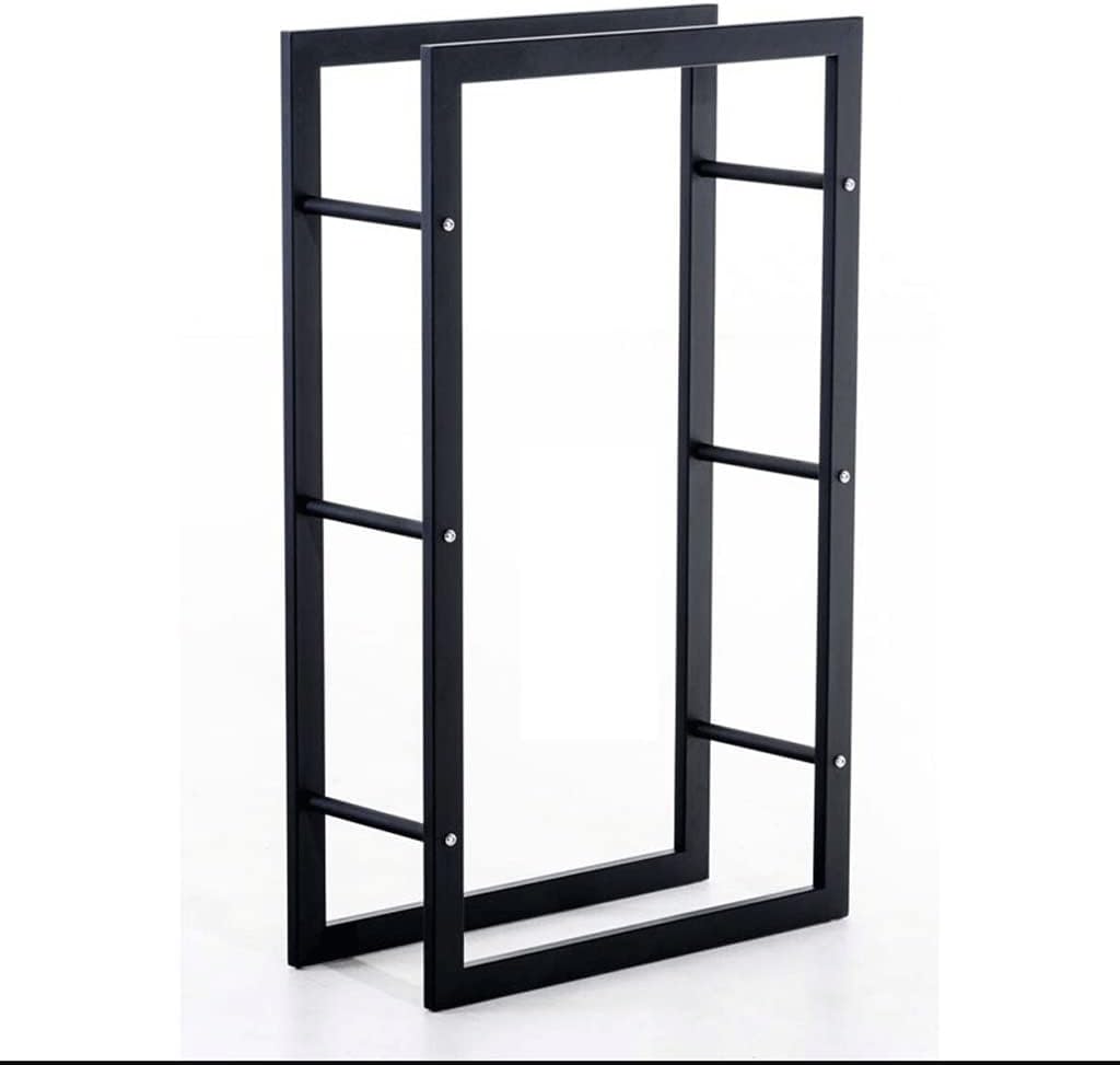 Log Store Firewood Rack Wrought Iron Log Hoop Firewood Holder Fireplace Wood Storage Holder Indoor Outdoor Heavy Duty Black