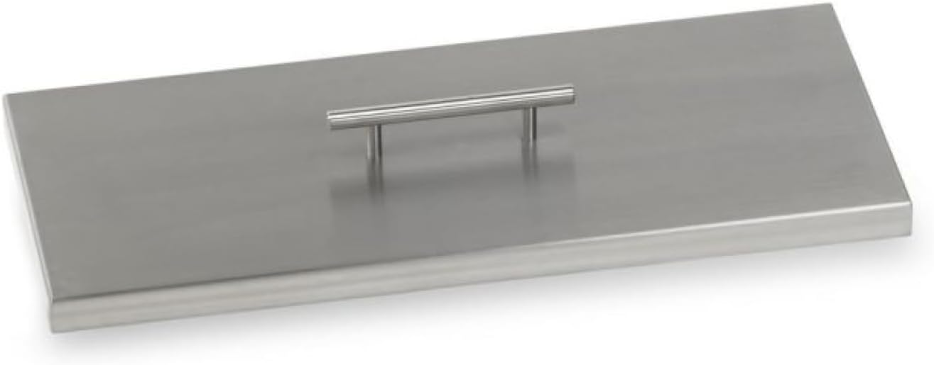 American Fireglass Rectangular Burner Pan Cover Stainless Steel Lid for Outdoor Fire Pit or Table for Natural Gas or Propane Fires 27" x 11" x 1.5"