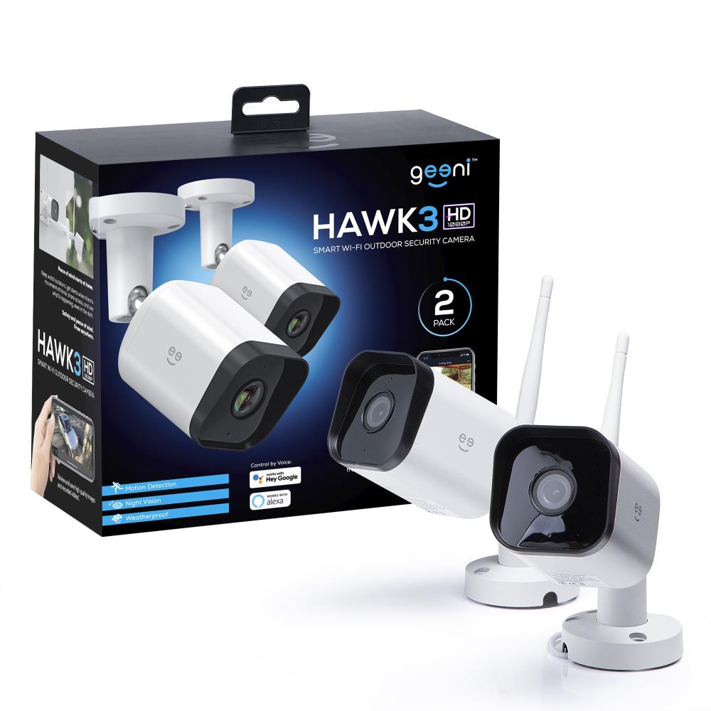 Geeni Hawk 3 Indoor/Outdoor 2-Camera Plug-in Micro Sd Micro Sd Security Camera System GN-CW233-199