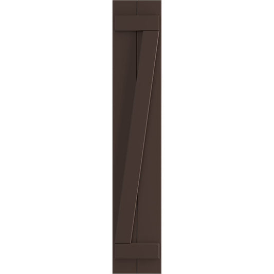 Ekena Millwork 10.75-in W x 65-in H Raisin Brown Board and batten Z-bar Exterior Shutters ( 2 -Pack )