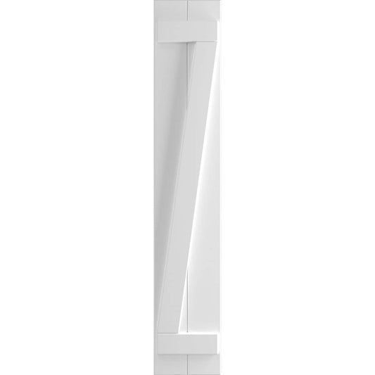 Ekena Millwork 10.75-in W x 54-in H White Paintable/Stainable Board and batten Z-bar Exterior Shutters ( 2 -Pack )