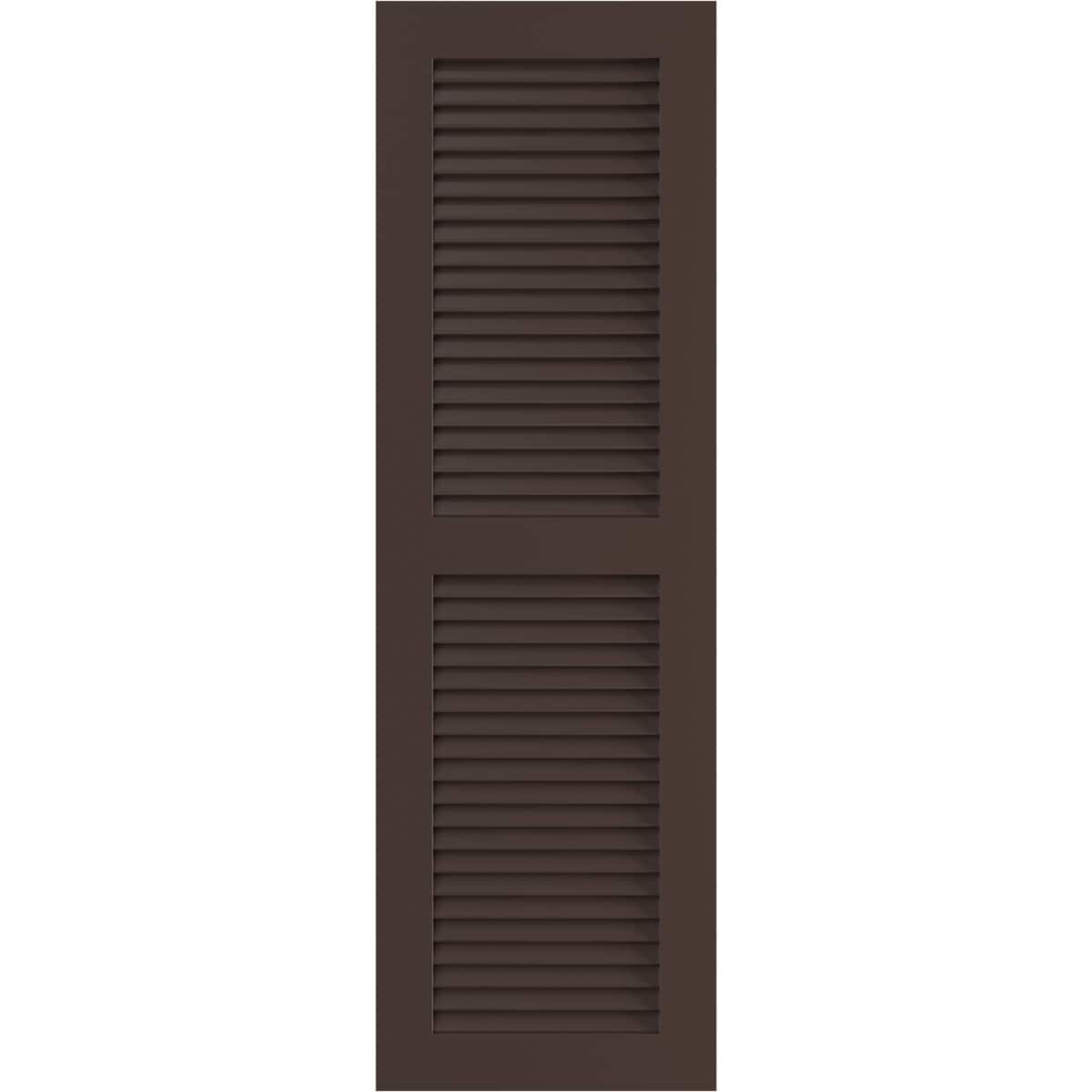 Ekena Millwork 15-in W x 67-in H Raisin Brown Louvered Exterior Shutters ( 2 -Pack )