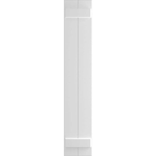 Ekena Millwork 10.75-in W x 63-in H White Paintable/Stainable Board and batten Exterior Shutters ( 2 -Pack )