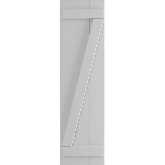 Ekena Millwork 16.125-in W x 40-in H Hailstorm Gray Board and batten Z-bar Exterior Shutters ( 2 -Pack )