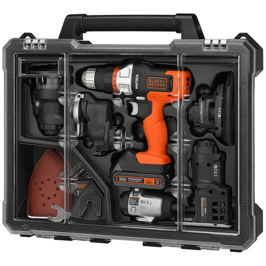 BLACK+DECKER MATRIX 20-volt Max 6-Tool Power Tool Combo Kit with Hard Case (1-Battery Included and Charger Included) BDCDMT1206KITC