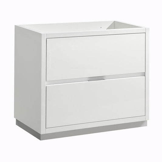 Fresca Valencia 36-in Glossy White Bathroom Vanity Base Cabinet without Top