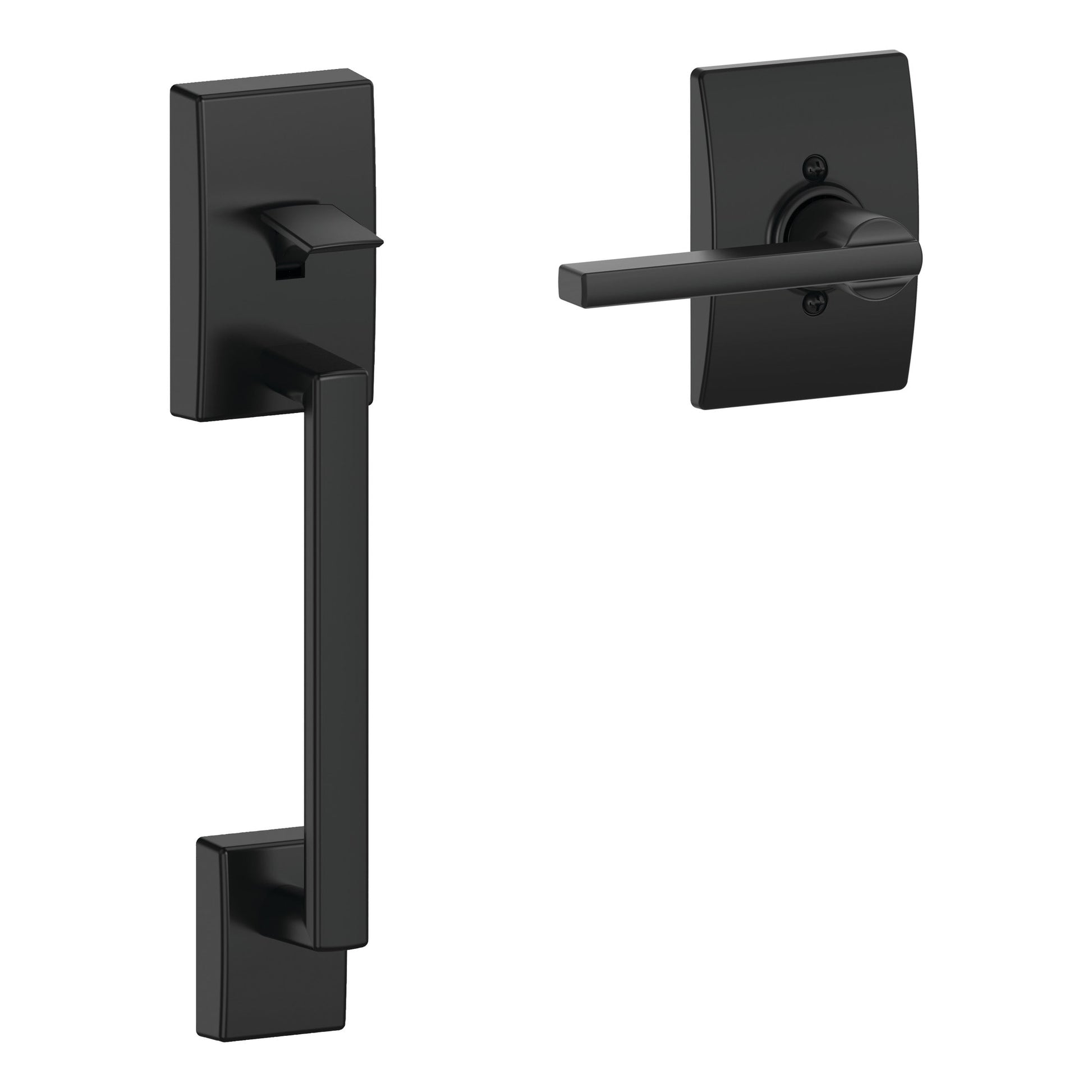Schlage Century-Latitude Matte Black Entry Door Handleset with Latitude Lever FE285 CEN 622LATCEN