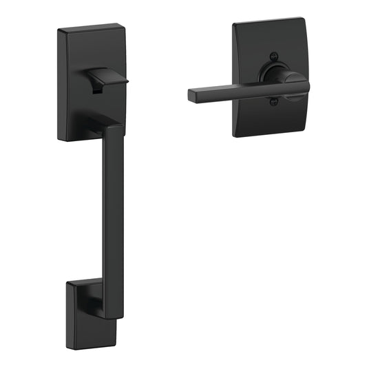 Schlage Century Matte Black Entry Door Handleset with Latitude Lever FE285GCEN622LATCEN
