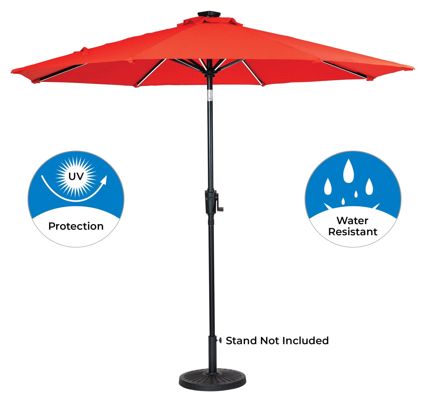 Sun-Ray 9-ft Aluminum Red Market Patio Umbrella with Lights