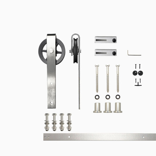 HOMACER 54-in Brushed Nickel Indoor Spoke Wheel Single Barn Door Kit HL1DNZ054C