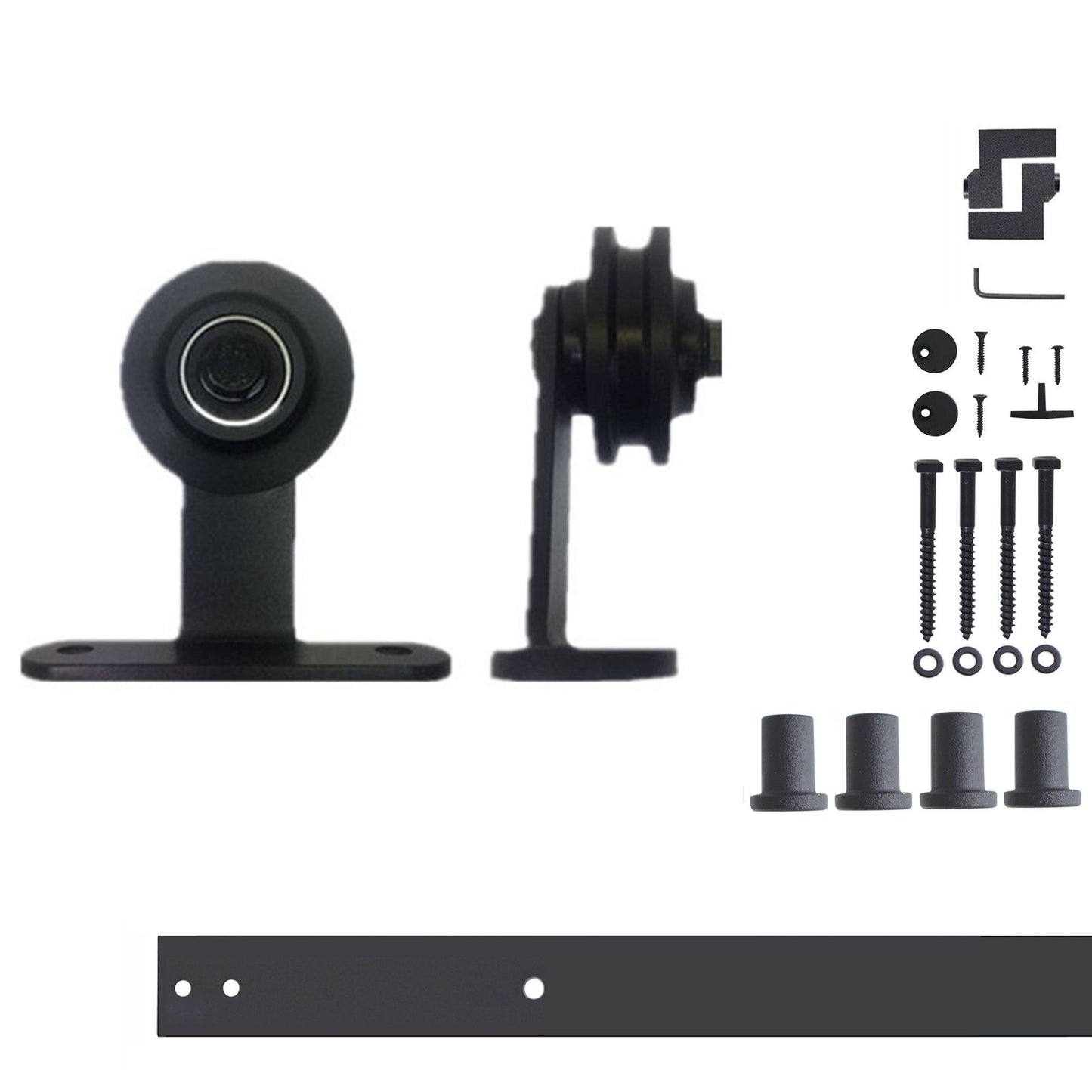 HOMACER 60-in Rustic Black Indoor Top Mount Single Barn Door Hardware Kit DZ1TGH060C