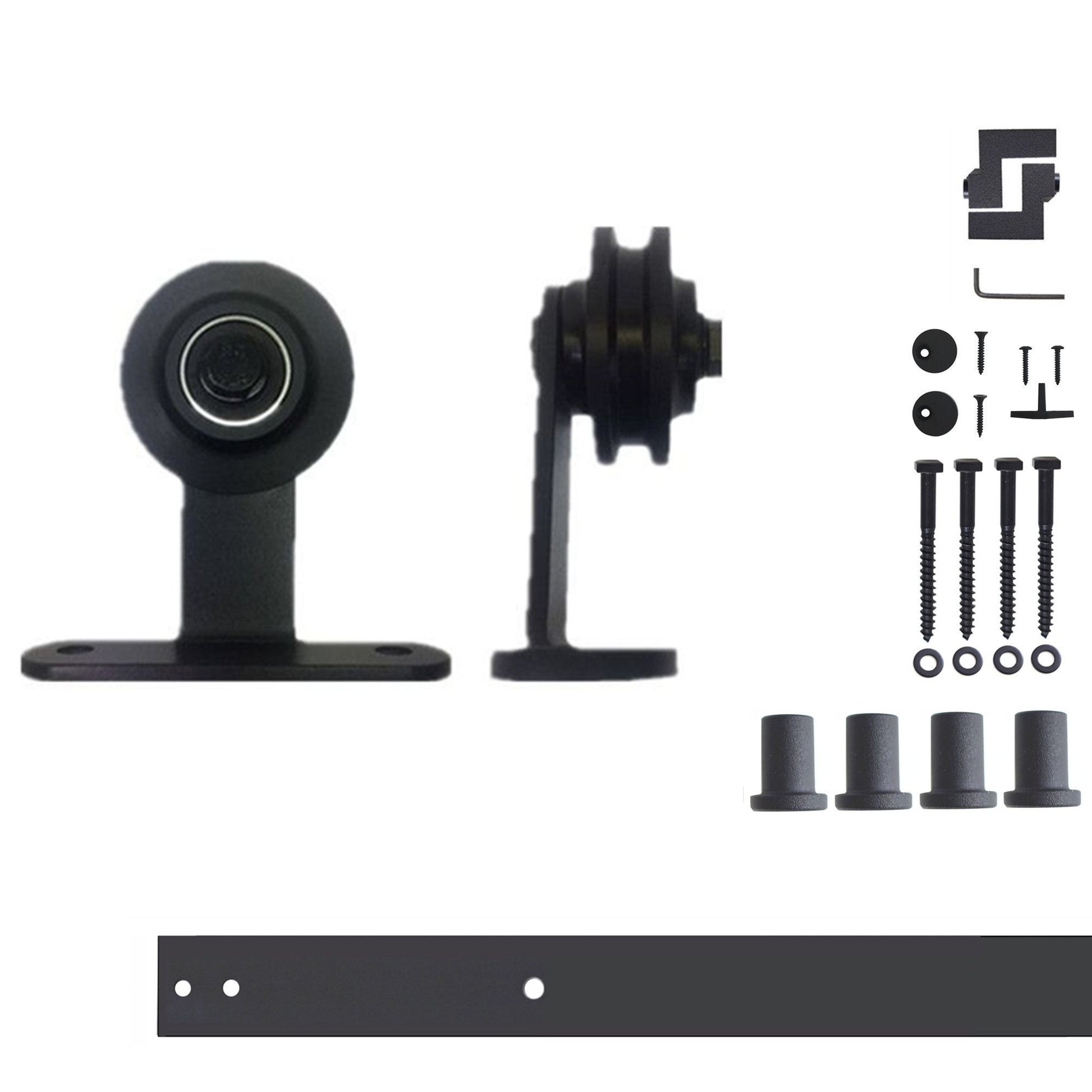 HOMACER 60-in Rustic Black Indoor Top Mount Single Barn Door Hardware Kit DZ1TGH060C