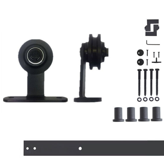 HOMACER 60-in Rustic Black Indoor Top Mount Single Barn Door Hardware Kit DZ1TGH060C