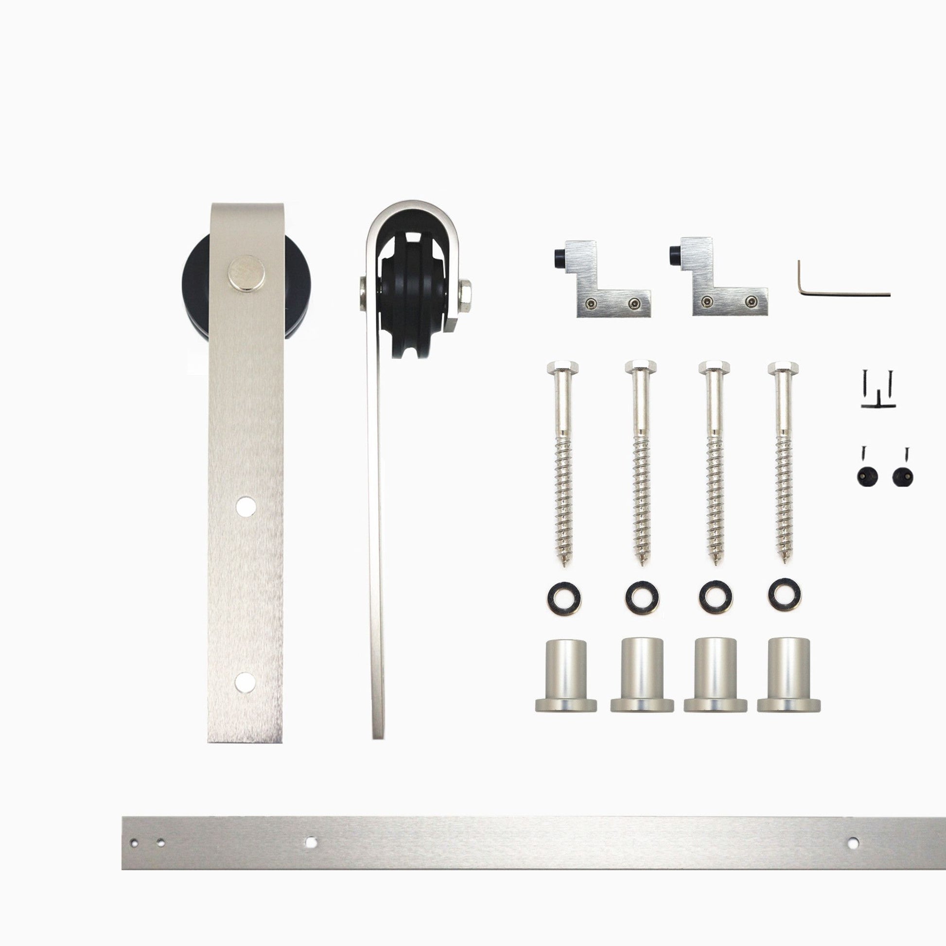 HOMACER 66-in Brushed Nickel Indoor J-strap Single Barn Door Hardware Kit YT1DNZ066C