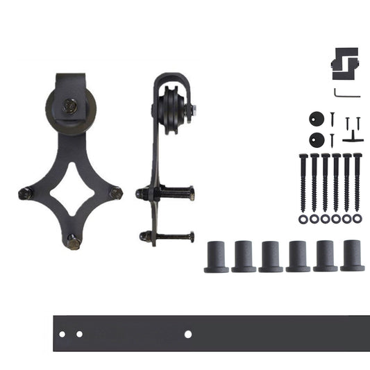 HOMACER 90-in Rustic Black Indoor Diamond Single Barn Door Hardware Kit LX1TGH090C
