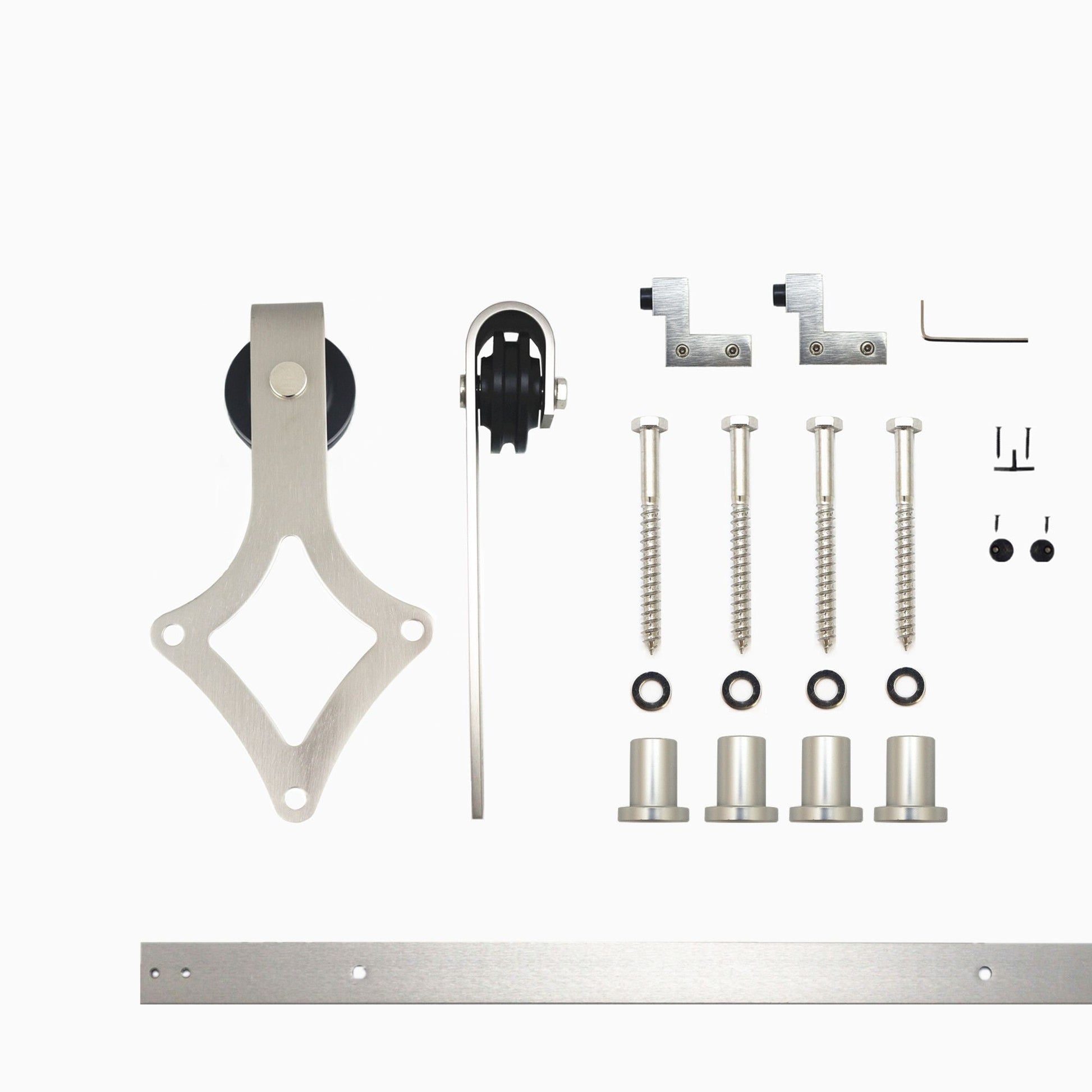 HOMACER 66-in Brushed Nickel Indoor Diamond Single Barn Door Hardware Kit LX1DNZ066C