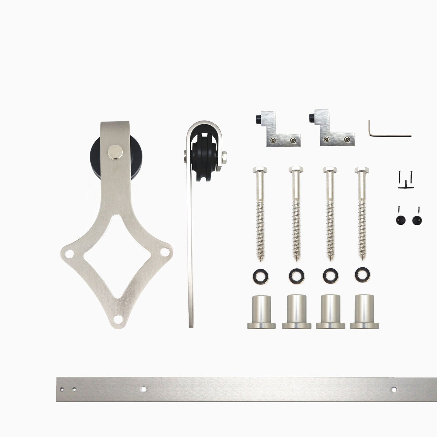 HOMACER 60-in Brushed Nickel Indoor Diamond Single Barn Door Hardware Kit LX1DNZ060C