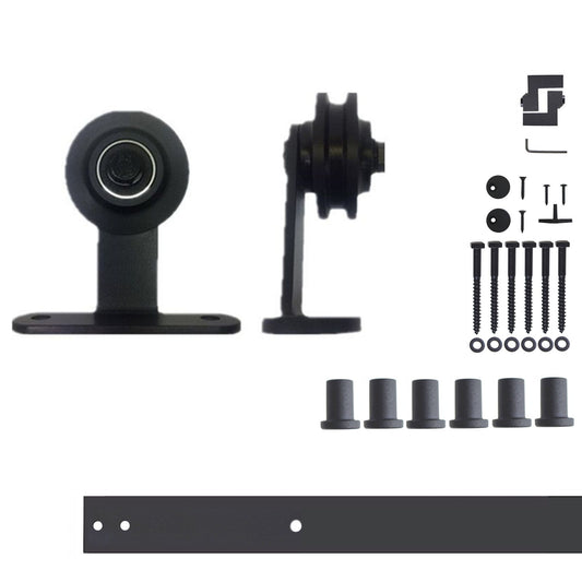 HOMACER 90-in Rustic Black Indoor Top Mount Single Barn Door Hardware Kit DZ1TGH090C