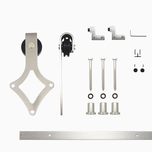 HOMACER 54-in Brushed Nickel Indoor Diamond Single Barn Door Kit LX1DNZ054C