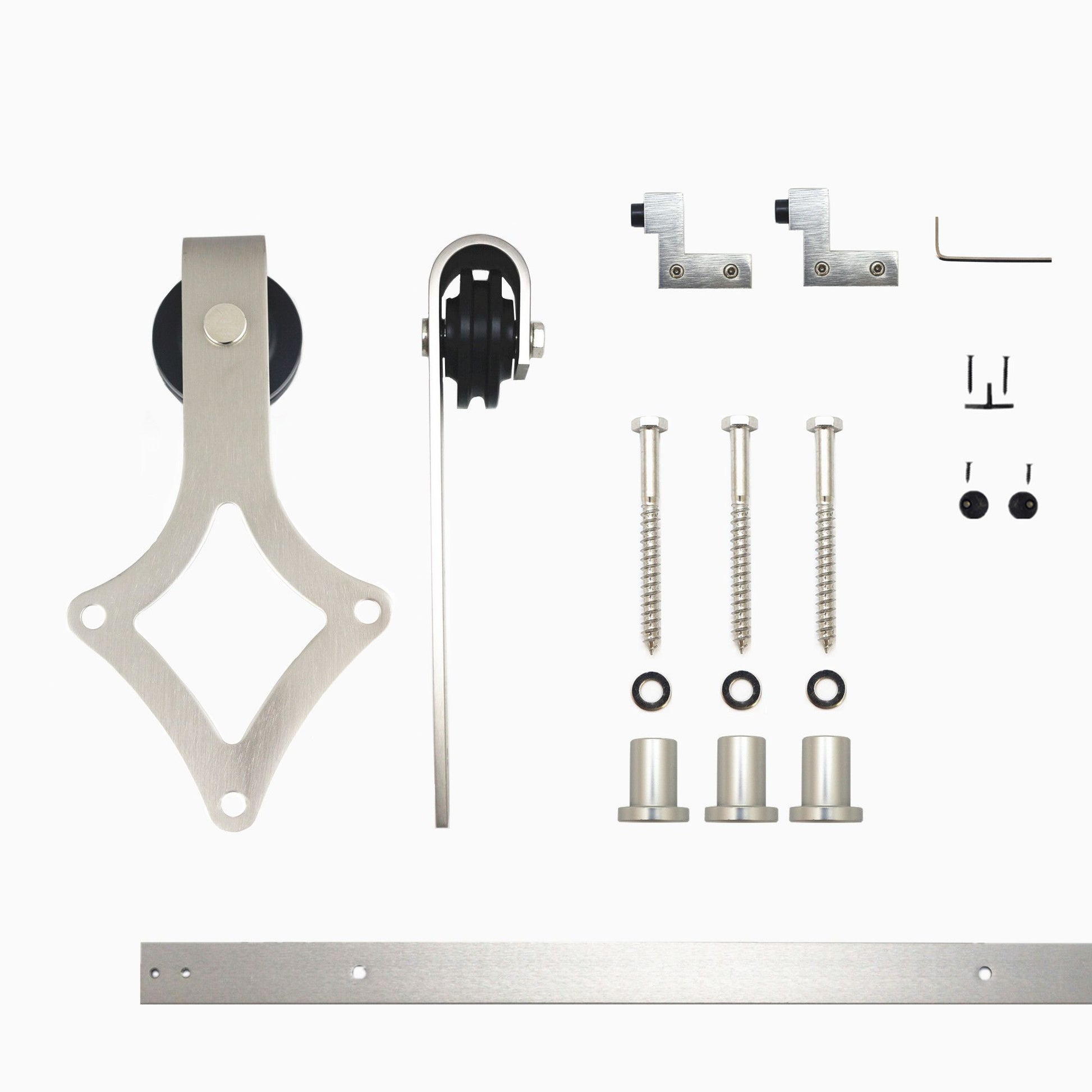 HOMACER 48-in Brushed Nickel Indoor Diamond Single Barn Door Hardware Kit LX1DNZ048C