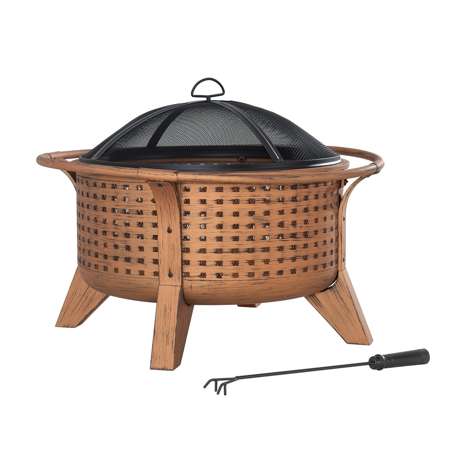 Sunjoy 30-in W Copper/Black Steel Wood-Burning Fire Pit